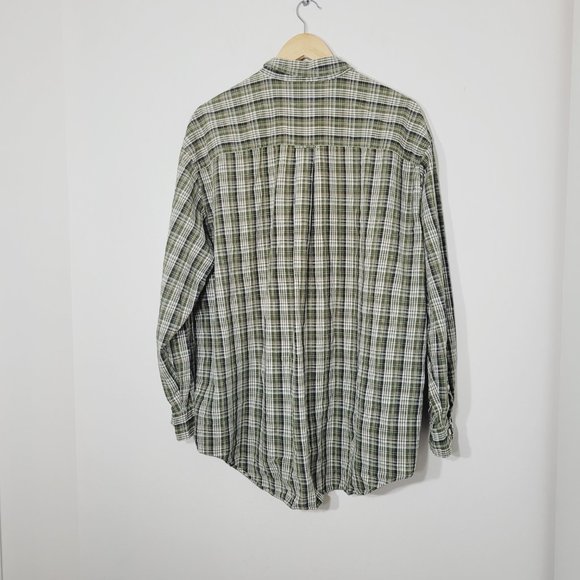 R&R Long Sleeve Casual Button Down Shirt Green Plaid Mens Pocket 17.5 Cotton - Picture 6 of 10